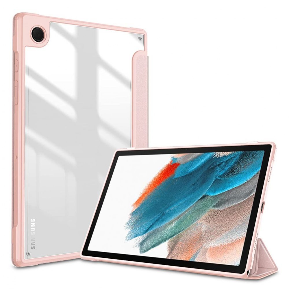 Rožinis/Skaidrus atverčiamas dėklas "Tech-Protect Smartcase Hybrid" skirtas Galaxy TAB A8 10.5 X200 / X205