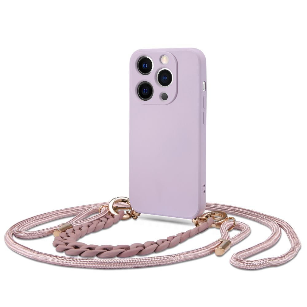 Alyvų spalvos silikoninis dėklas su dirželiu "Tech-protect Icon Chain" telefonui iPhone 12 Pro
