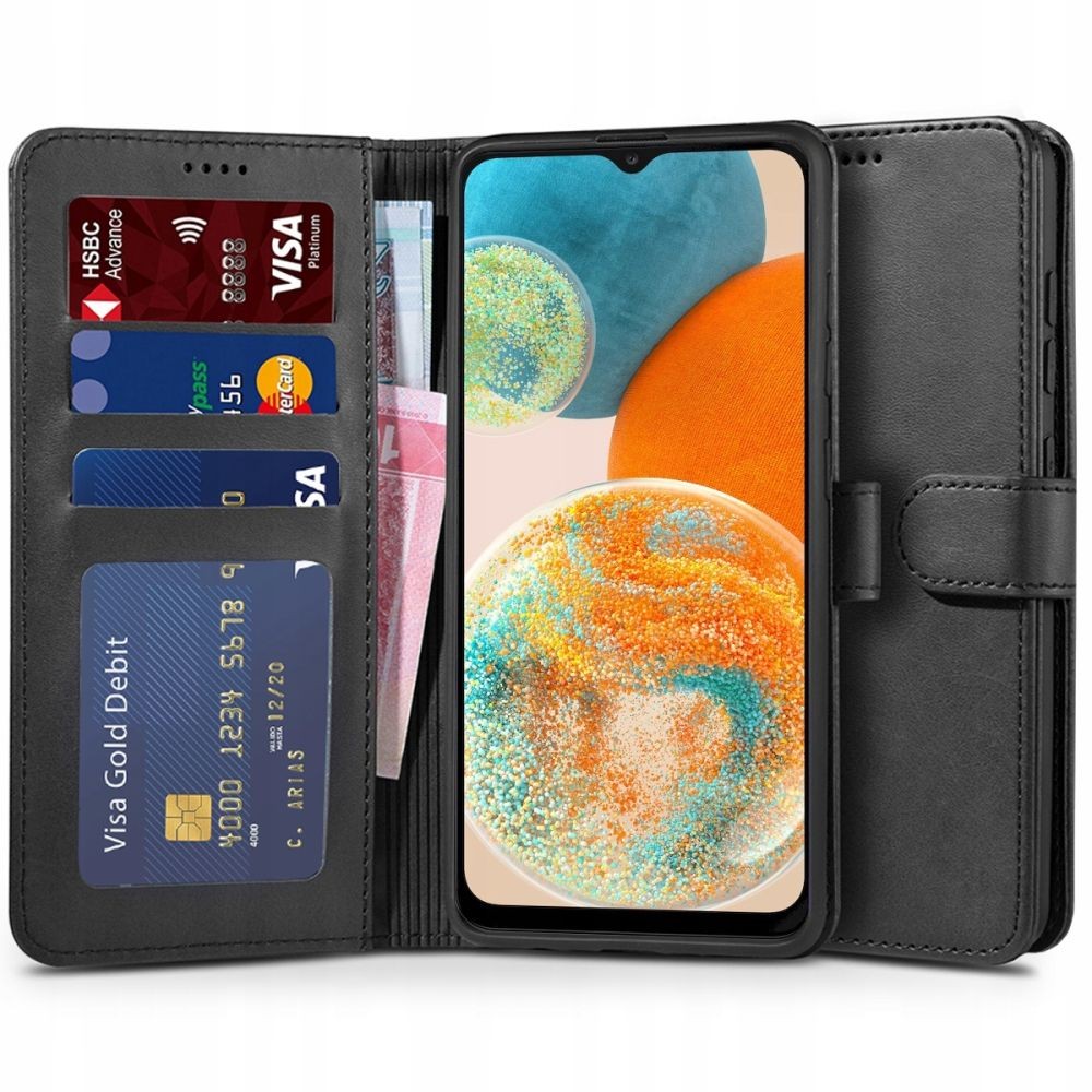 Juodas atverčiamas dėklas Tech-Protect "Wallet" telefonui Samsung Galaxy A23 5G