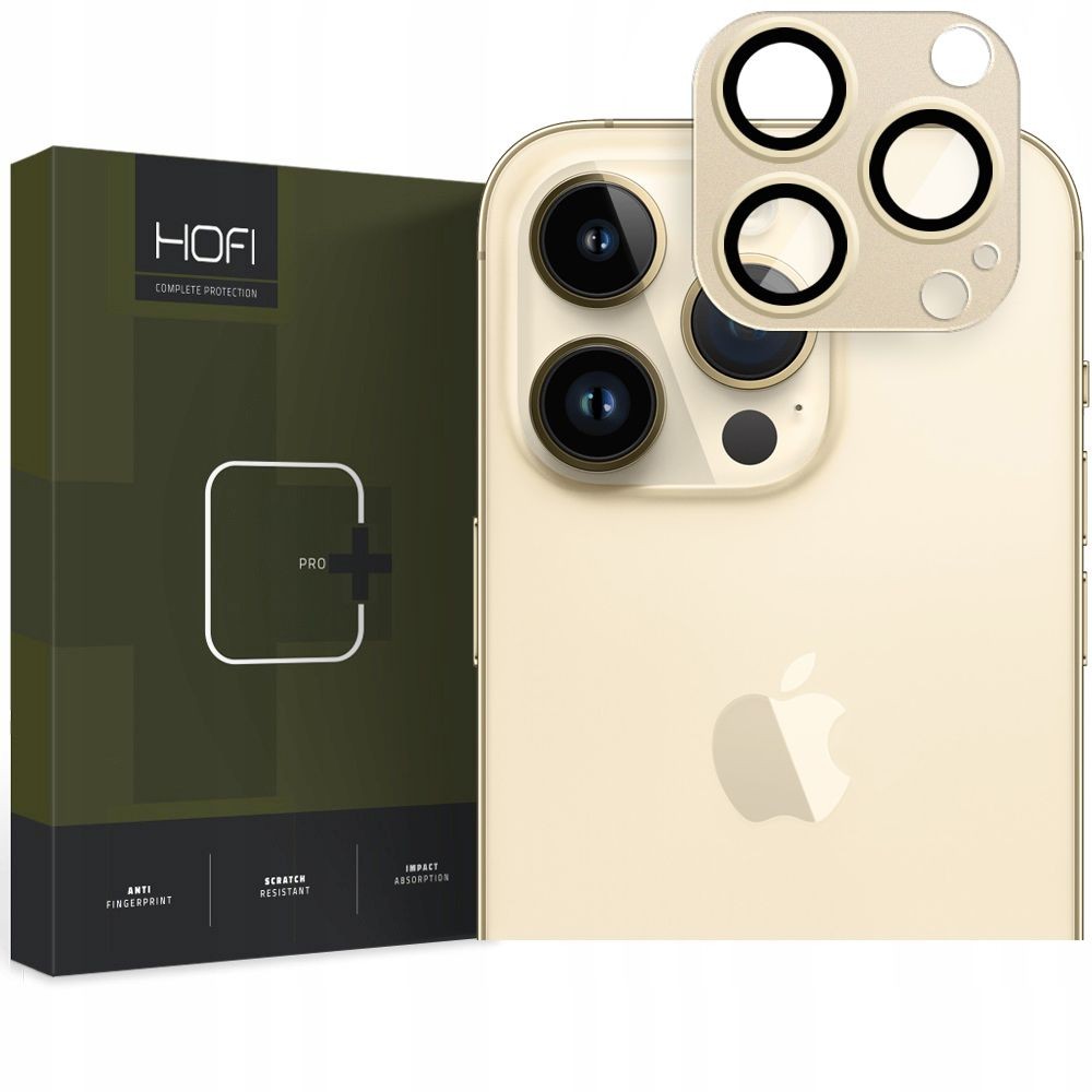 Aukso spalvos kameros apsauga Hofi "Fullcam Pro+" telefonui iPhone 14 Pro / 14 Pro Max 
