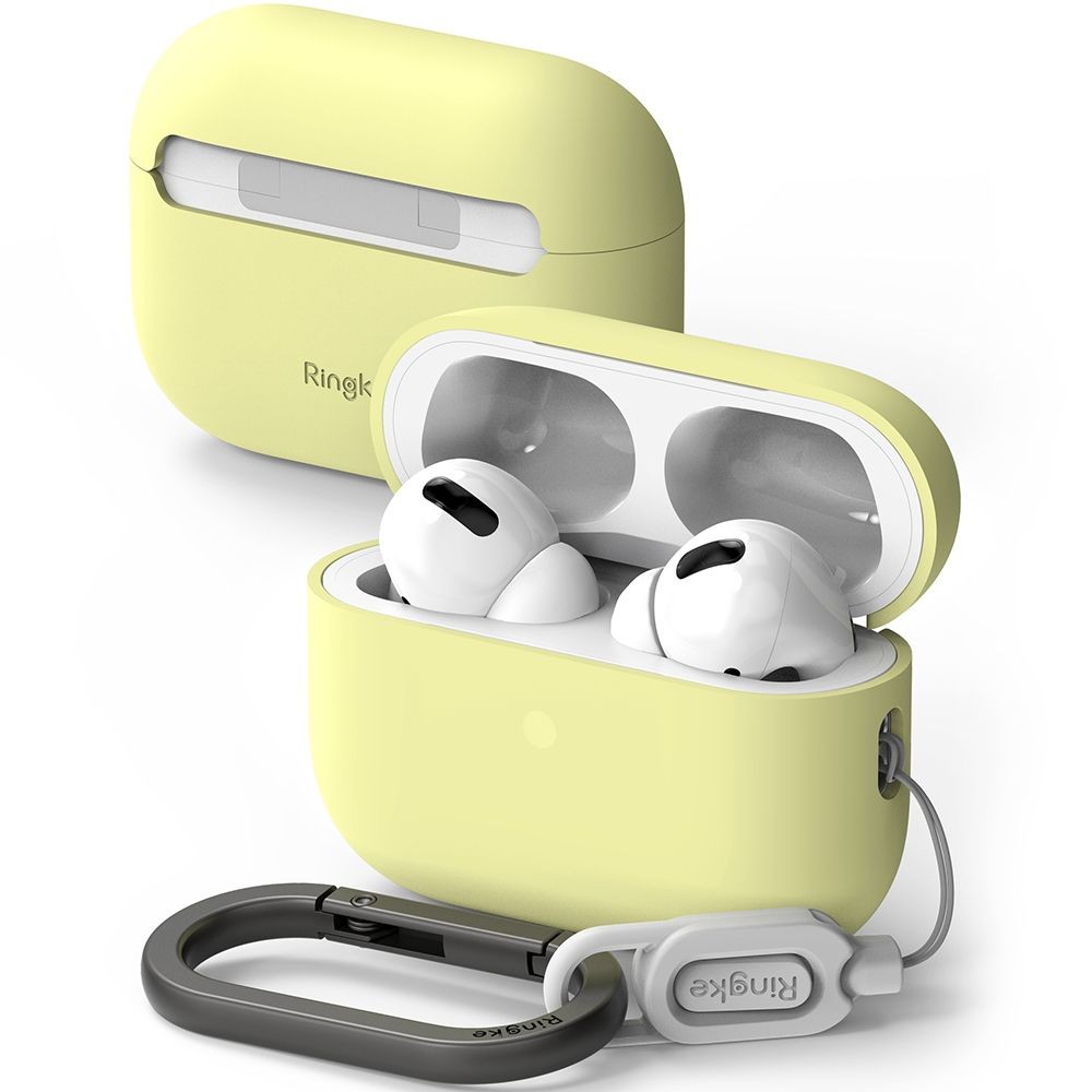 Citrinų spalvos ausinių dėklas "Ringke Silicone" skirtas Apple Airpods Pro 1 / 2