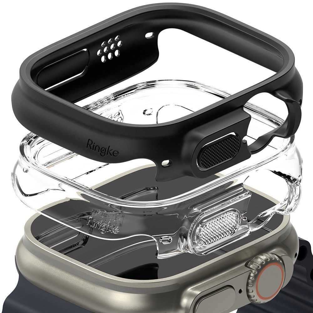 Dėklai "Ringke Slim" (2vnt) juodas/skaidrus laikrodžiui Apple Watch Ultra (49 MM)