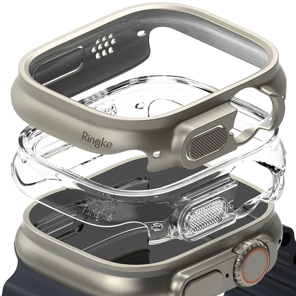 Dėklai "Ringke Slim" (2vnt) sidabrinis/skaidrus laikrodžiui Apple Watch Ultra (49 MM)