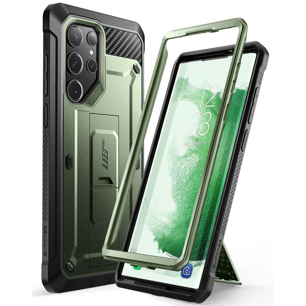 Žalias itin tvirtas dviejų dalių dėklas "Supcase Unicorn Beetle Pro" telefonui iPhone Galaxy S23 Ultra