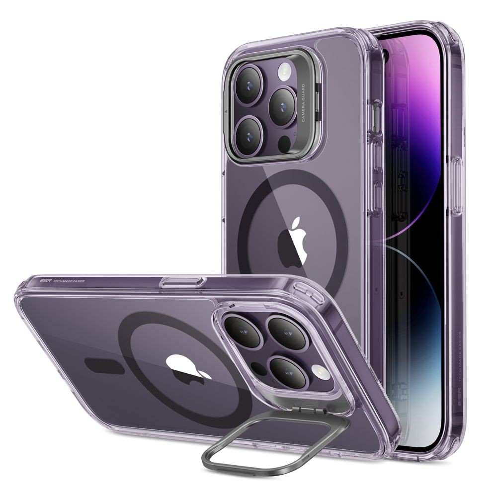 Skaidrus su purpurinėmis detalėmis dėklas/stovas "Esr Classic Kickstand Halolock Magsafe" telefonui iPhone 14 Pro Max