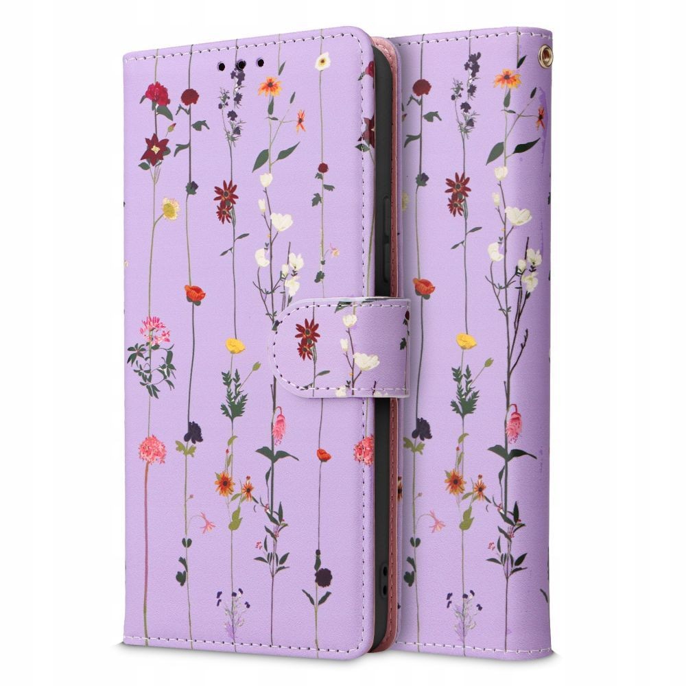 Gėlėtas atverčiamas dėklas "Tech-Protect Wallet Garden Violet" telefonui Galaxy A14 4G / 5G 