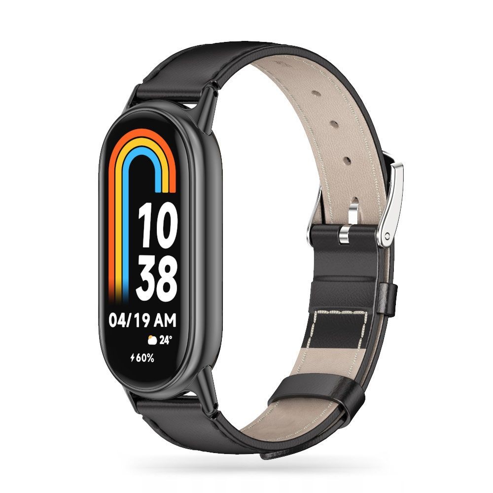 Juoda apyrankė "Tech-Protect Leatherfit" laikrodžiui Xiaomi Smart Band 8 / 9 / NFC