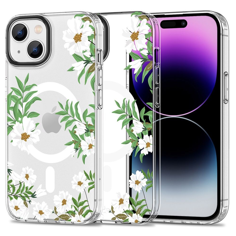 Skaidrus gėlėtas dėklas "Tech-Protect Magmood Magsafe Spring Daisy" telefonui iPhone 15
