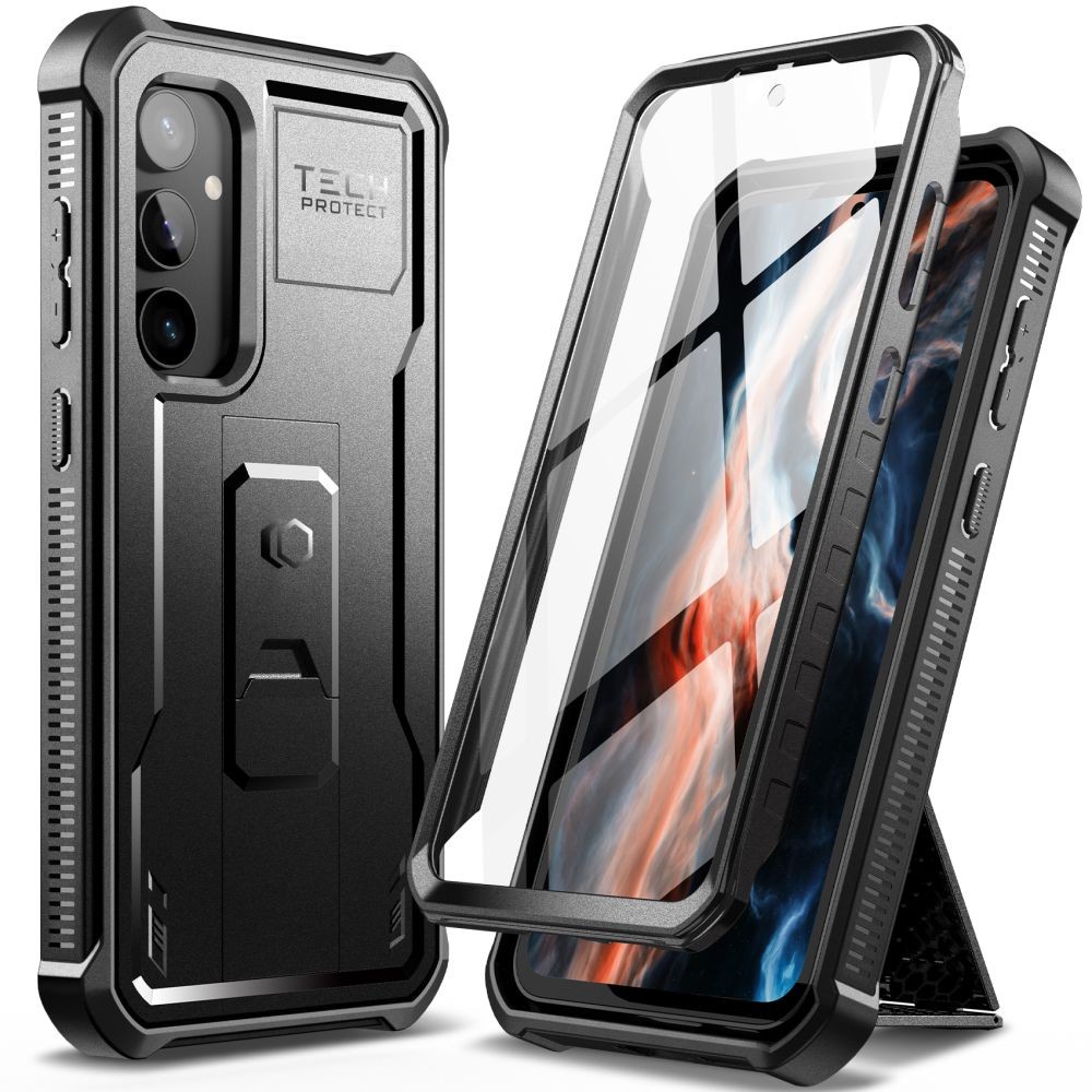 Juodas dviejų dalių dėklas "Tech-Protect Kevlar Pro" telefonui Samsung Galaxy S23 FE