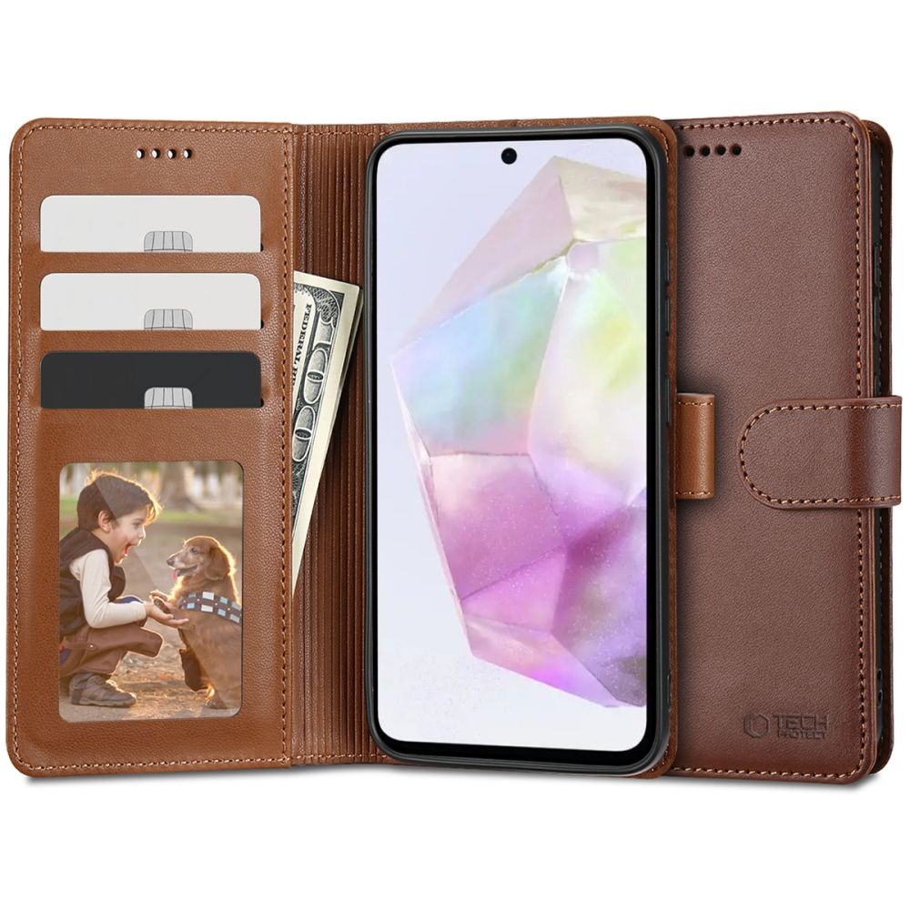 Rudas atverčiamas dėklas "Tech-Protect Wallet" telefonui Samsung Galaxy A35 5G