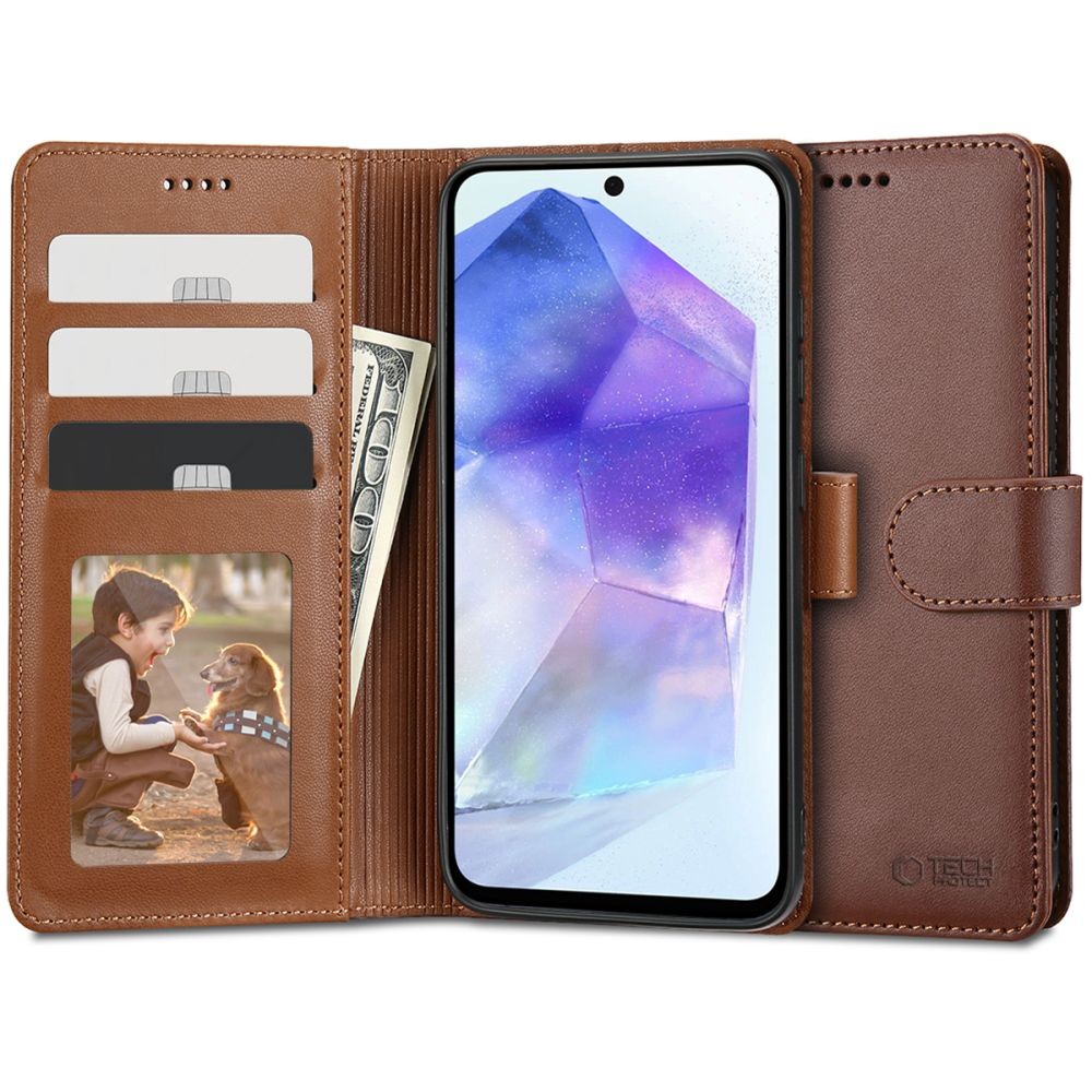 Rudas atverčiamas dėklas "Tech-Protect Wallet" telefonui Samsung Galaxy A55 5G
