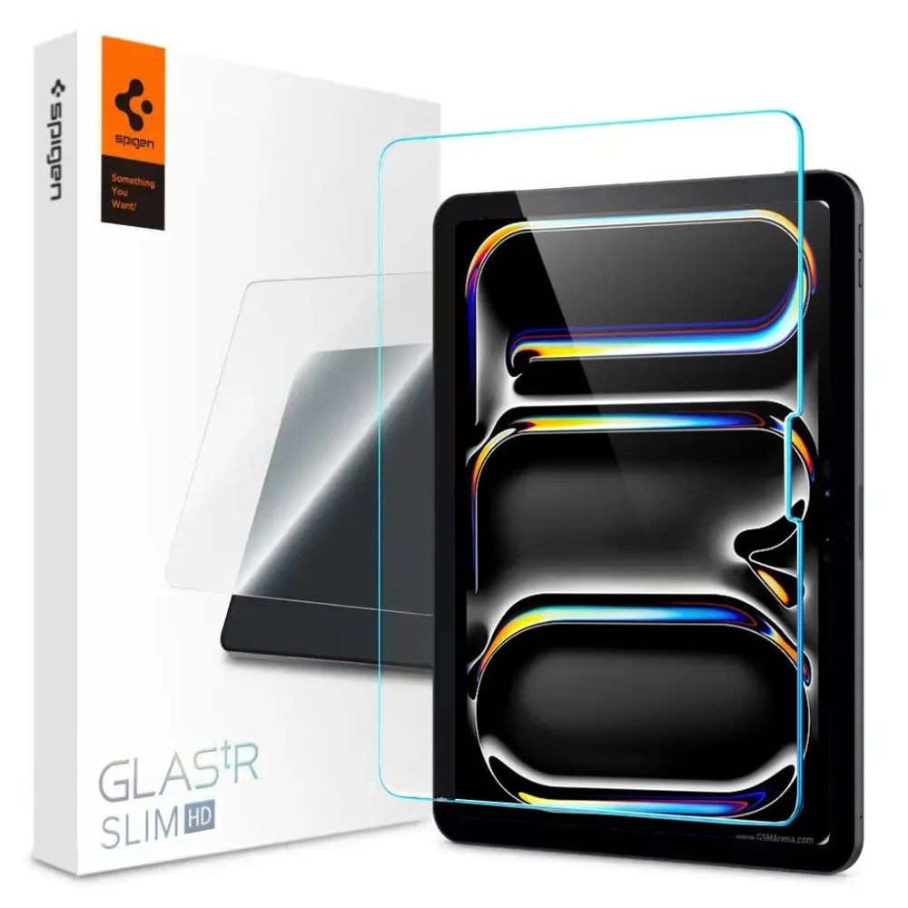 Skaidrus apsauginis grūdintas stiklas "Spigen Glas.Tr Slim" planšetei iPad Pro 11 5 / 2024