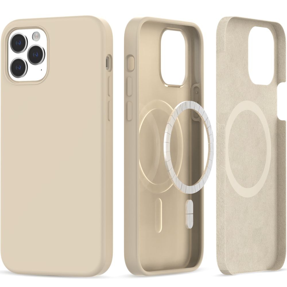 Kreminės spalvos dėklas "Tech-Protect Silicone Magsafe" telefonui iPhone 12 / 12 Pro