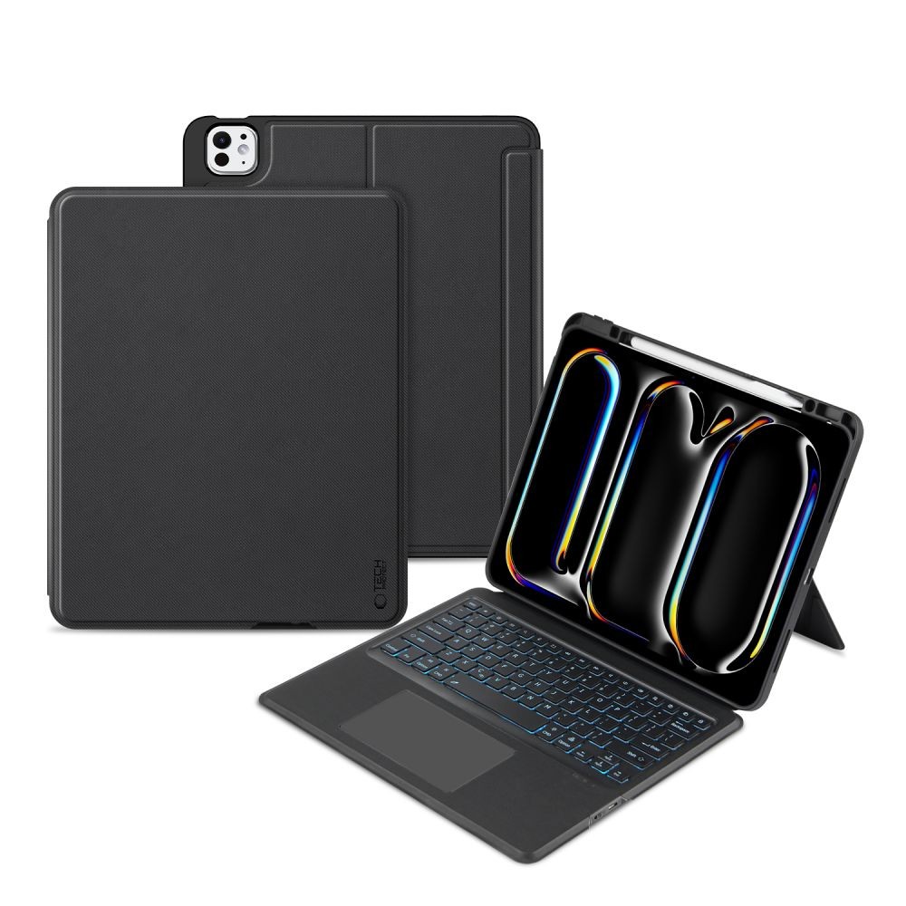 Juodas atverčiamas dėklas su klaviatūra "Tech-Protect Scmag Pen + Keyboard" planšetei Apple IPAD PRO 13 7 / 2024