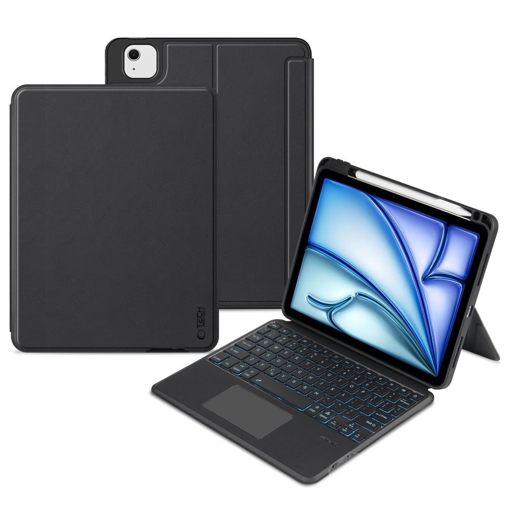 Juodas atverčiamas dėklas su klaviatūra "Tech-Protect Scmag Pen + Keyboard" planšetei Apple IPAD AIR 10.9” 4 / 5 / 2020-2022 / 11” 6 / 7 / 2024-2025