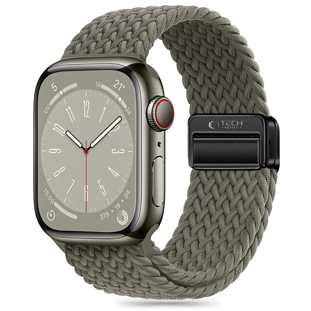 Pilkos spalvos tekstilinis dirželis "Tech-Protect Nylonmag" laikrodžiui Apple Watch 4 / 5 / 6 / 7 / 8 / 9 / 10 / SE / ULTRA 1 / 2 (44 / 45 / 46 / 49 MM)