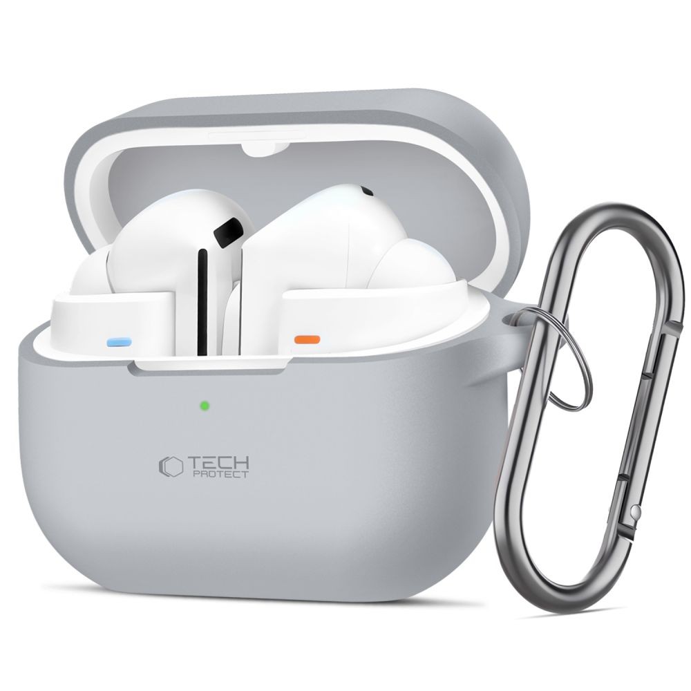 Pilkos spalvos ausinių dėklas "Tech-Protect Silicone Hook" skirtas Samsung Galaxy Buds 3 / 3 Pro