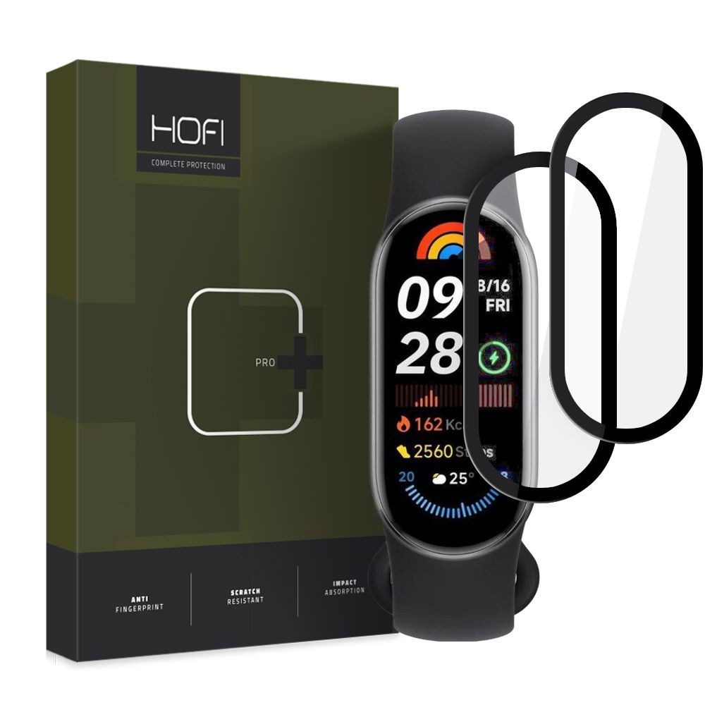 Juodas apsauginis stiklas ''Hofi Hybrid Pro+" (2 vnt.) laikrodžiui Xiaomi Smart Band 9 / 9 NFC