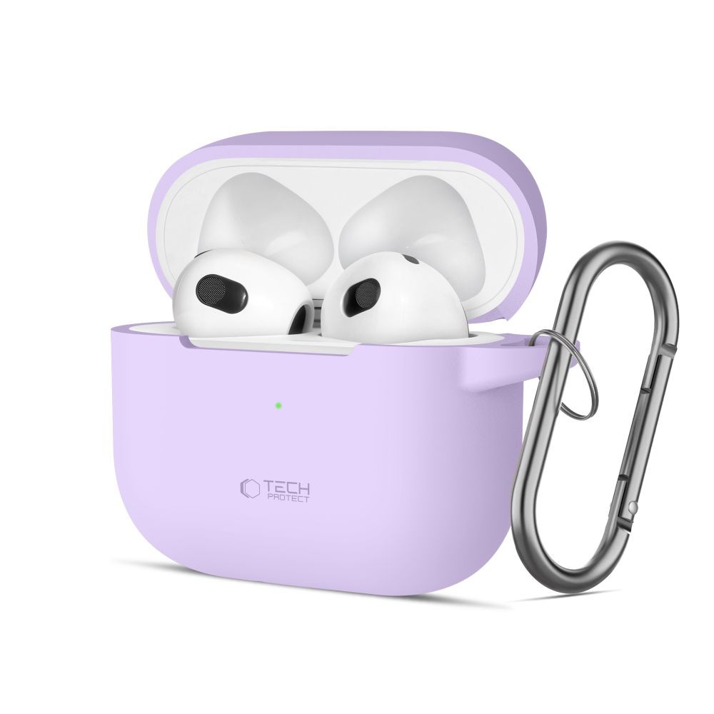 Levandų spalvos ausinių dėklas "Tech-Protect Silicone Hook" skirtas Apple Airpods 3