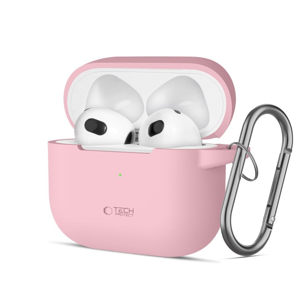 Rožinės spalvos ausinių dėklas "Tech-Protect Silicone Hook" skirtas Apple Airpods 3