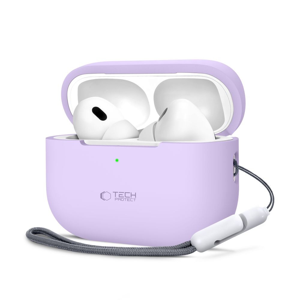 Levandų spalvos ausinių dėklas "Tech-Protect Silicone Hook" skirtas Apple Airpods Pro 1 / 2