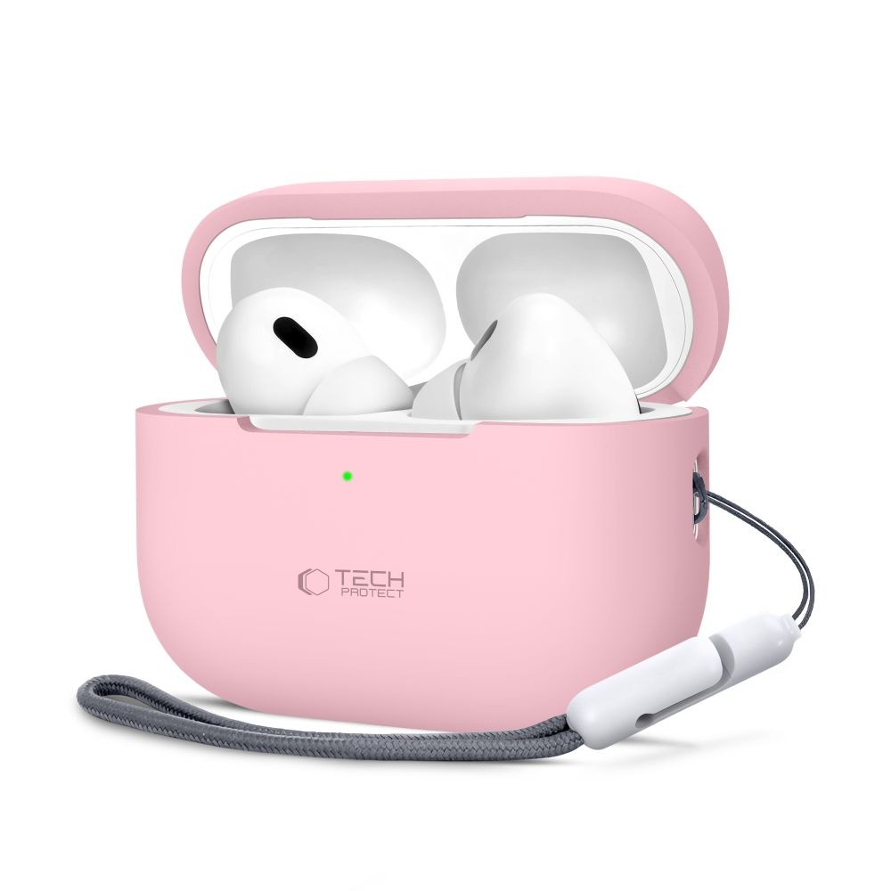 Rožinės spalvos ausinių dėklas "Tech-Protect Silicone Hook" skirtas Apple Airpods Pro 1 / 2
