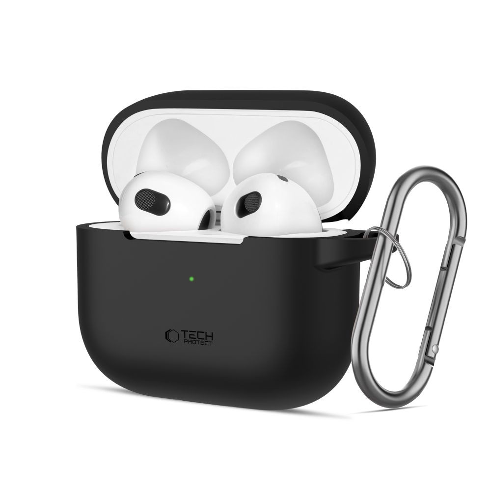 Juodas ausinių dėklas "Tech-Protect Silicone Hook" skirtas Apple Airpods 3
