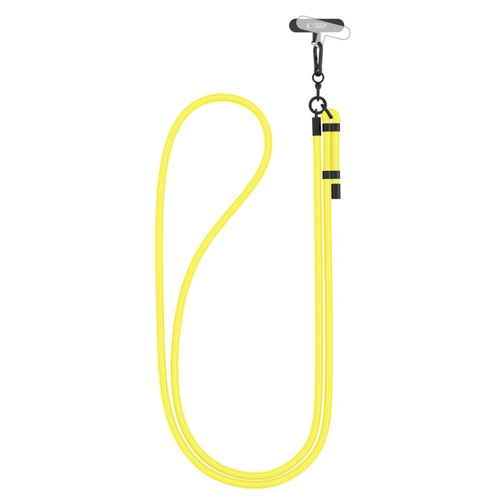 Neoninės geltonos spalvos universalus dirželis telefonui "Tech-Protect C1S Rope Crossbody Strap"