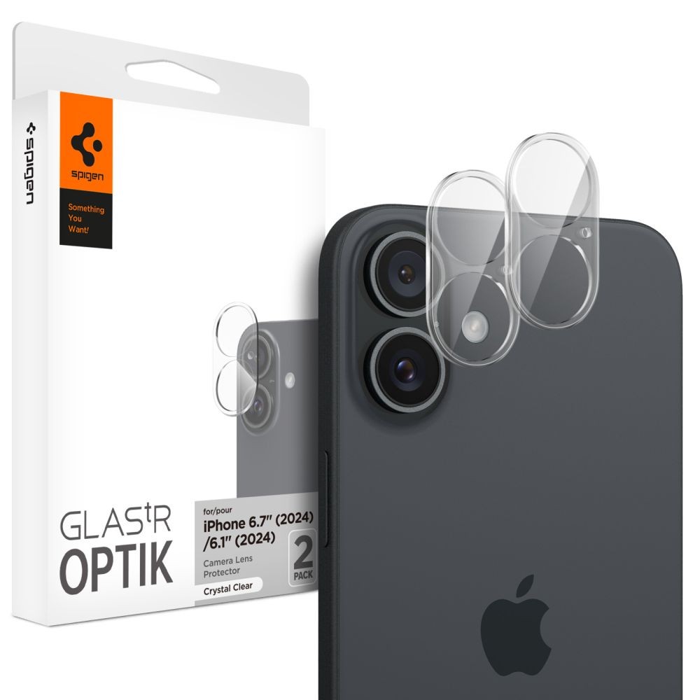 Skaidri kameros apsauga "Spigen Optik Glas.Tr Camera Protector" (2vnt.) telefonui Apple iPhone 16 / 16 Plus