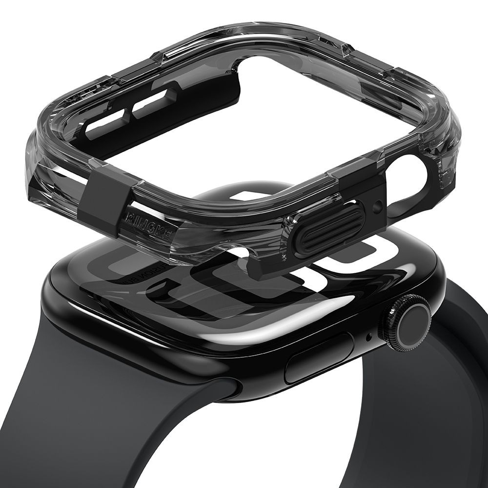 Juodas dėklas tvirtais kraštais "Ringke Fusion Bumper" laikrodžiui Apple Watch 10 (46 MM)