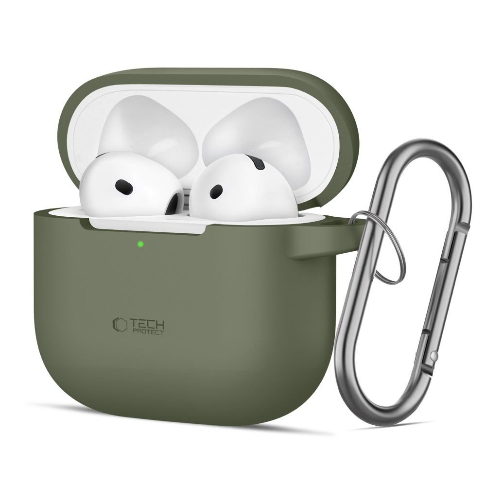 Žalias ausinių dėklas "Tech-Protect Silicone Hook" skirtas Apple Airpods 4