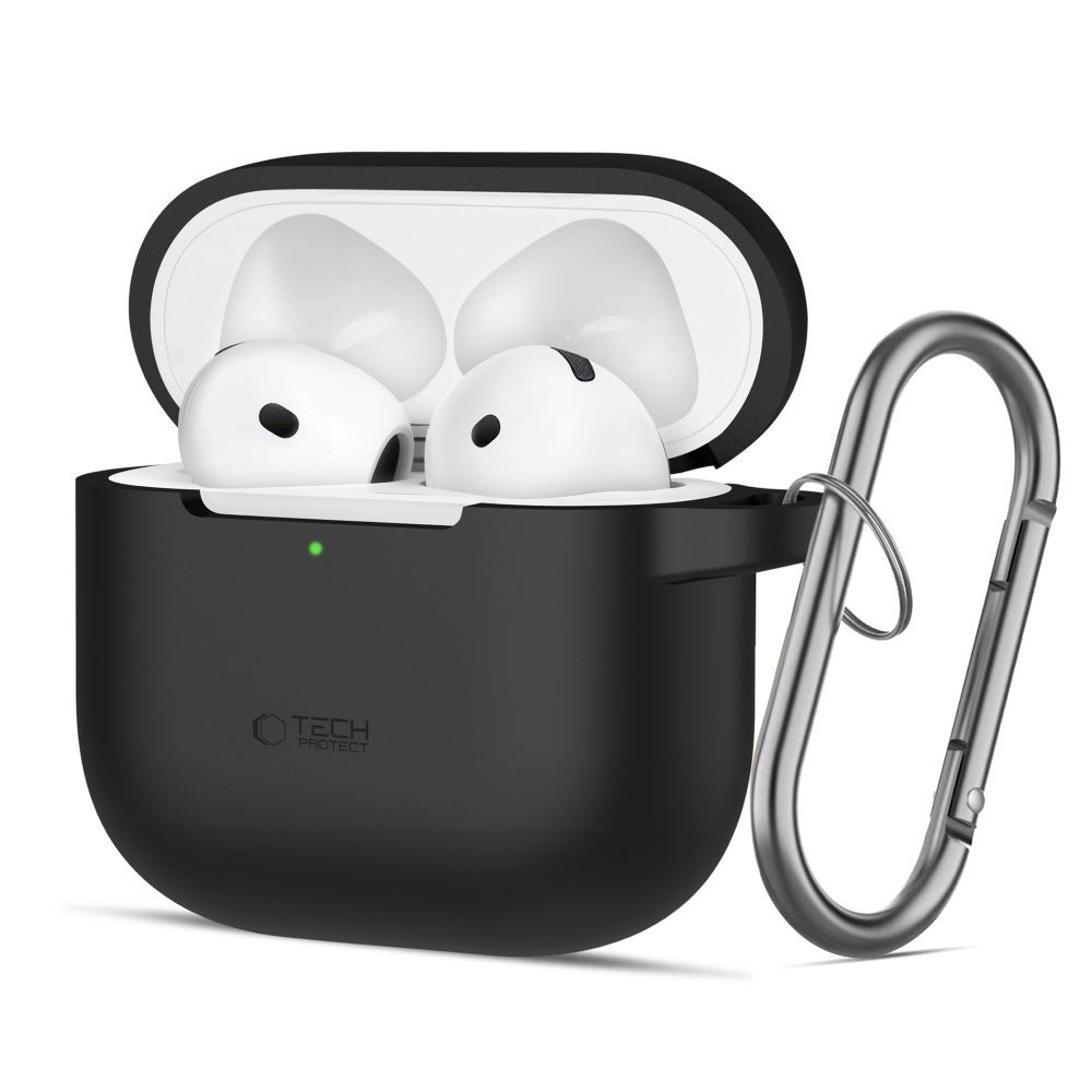 Juodas ausinių dėklas "Tech-Protect Silicone Hook" skirtas Apple Airpods 4