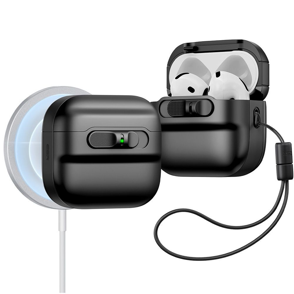 Juodos spalvos ausinių dėklas "ESR Pulse Halolock Magsafe" skirtas Apple Airpods 4