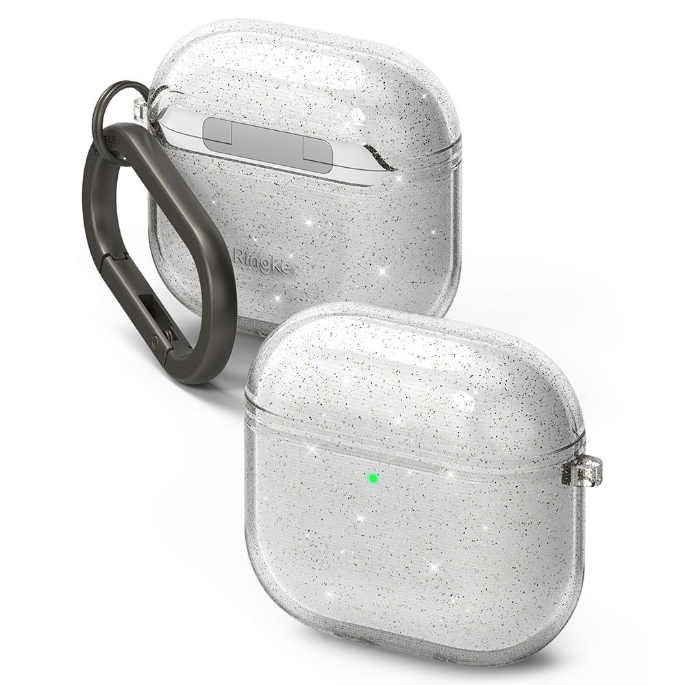 Skaidrus ausinių dėklas su blizgučiais "Ringke Air Clear" skirtas iPhone Airpods 4 