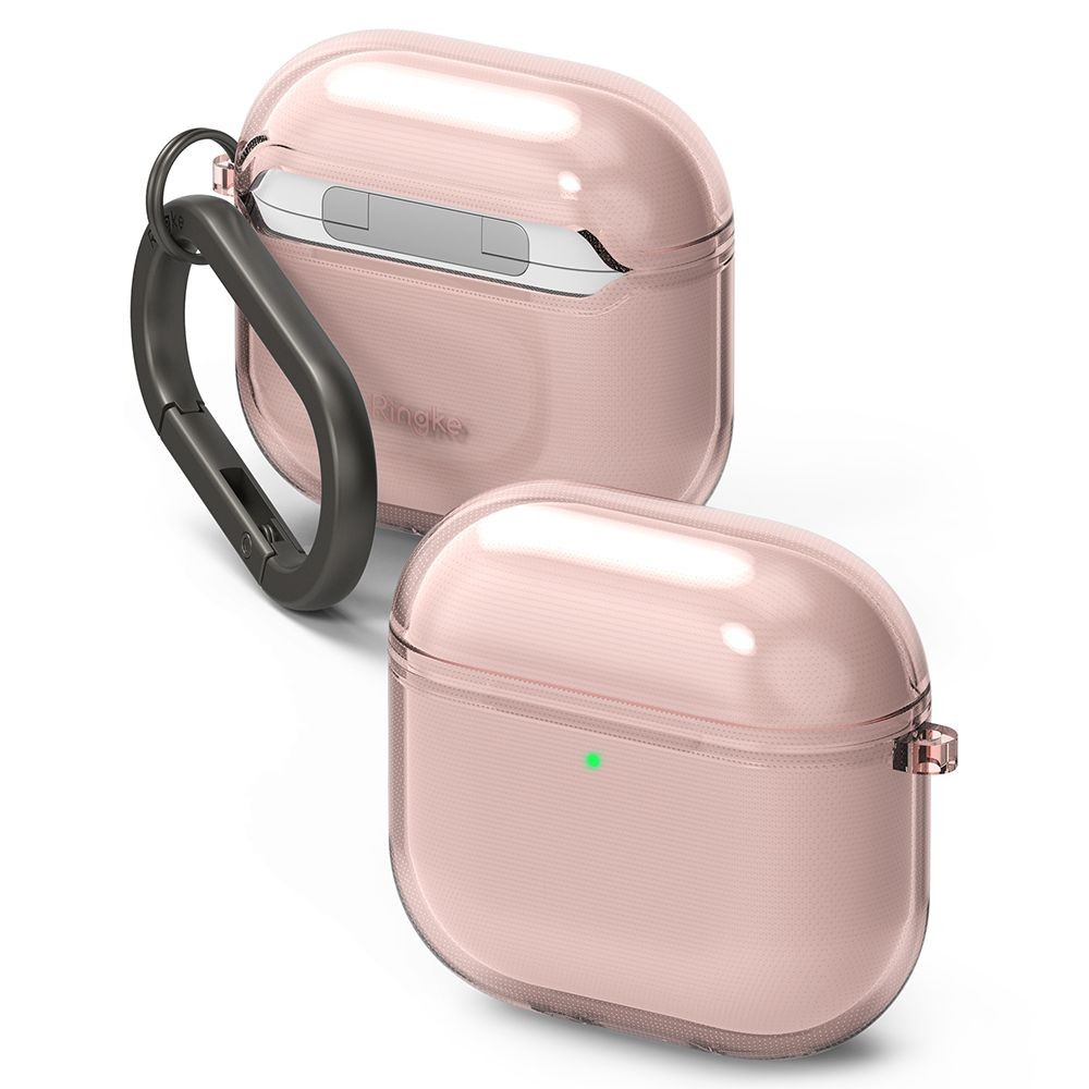Skaidrus/rožinis ausinių dėklas "Ringke Air Clear" skirtas iPhone Airpods 4 