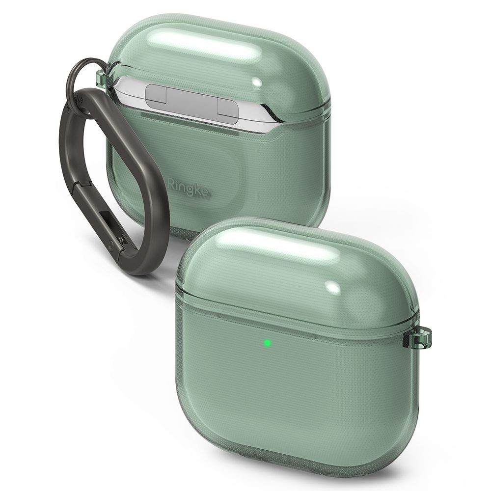 Skaidrus/žalias ausinių dėklas "Ringke Air Clear" skirtas iPhone Airpods 4 