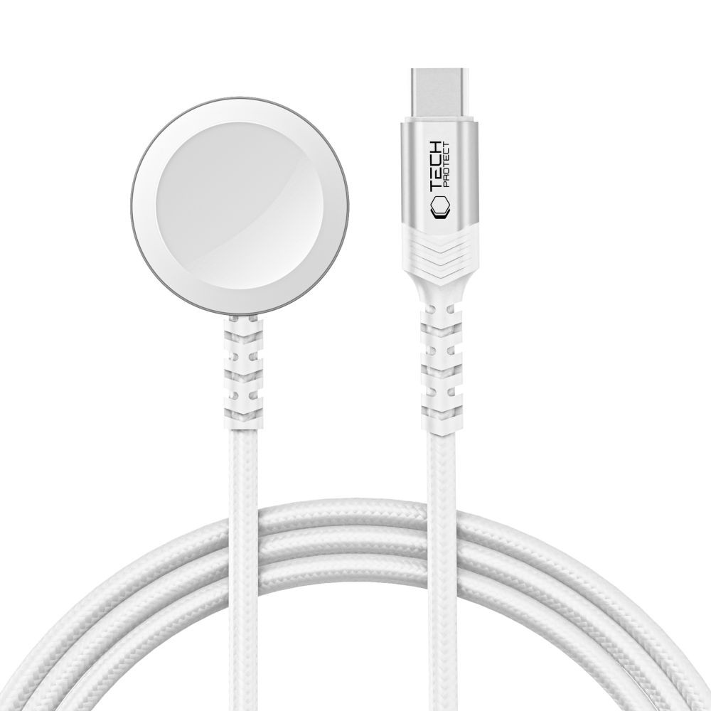 Baltas Apple Watch pakrovėjas "Tech-Protect MC01 Ultraboost Magnetic Charger" Type-C Cable 120CM 
