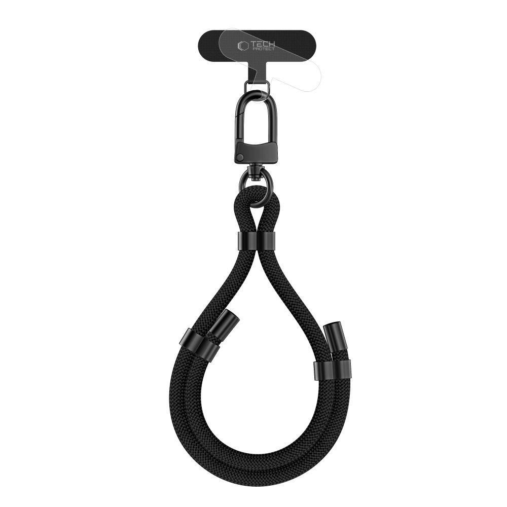 Juodas universalus dirželis telefonui "Tech-Protect C4S Rope Wrist Strap"