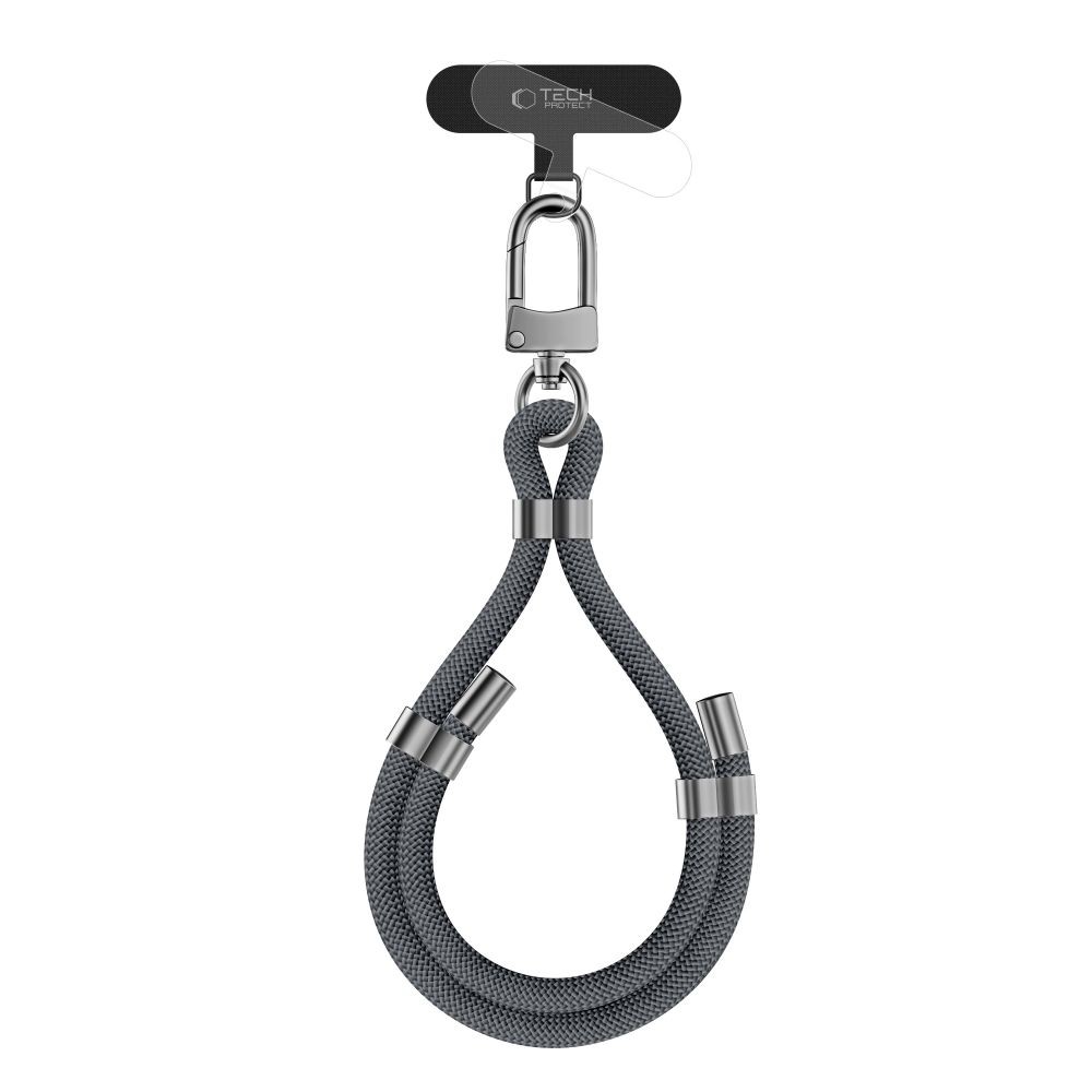 Pilkas universalus dirželis telefonui "Tech-Protect C4S Rope Wrist Strap"