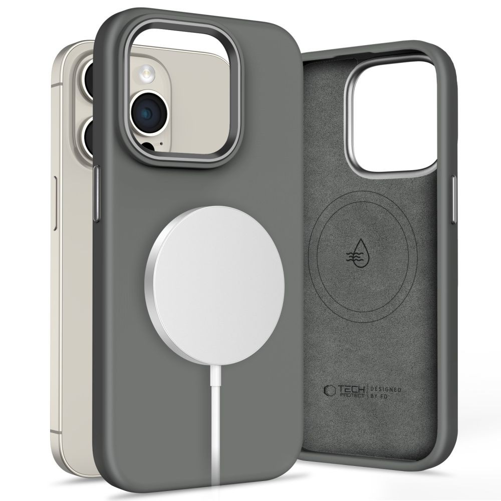 Pelenų spalvos dėklas "Tech-Protect Silicone Pure Magsafe" telefonui Apple iPhone 15 Pro Max