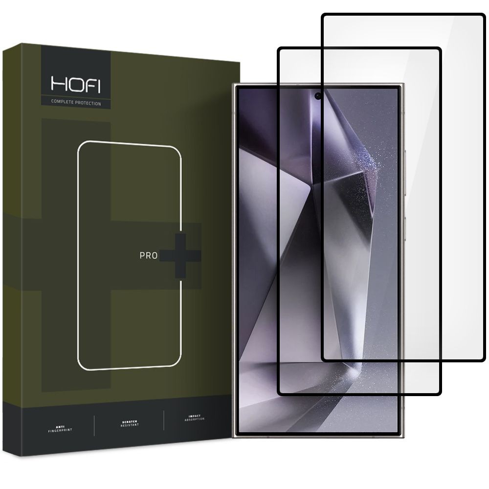 Apsauginis grūdintas stiklas juodais krašteliais Hofi Glass Pro+ (2vnt.) telefonui Samsung Galaxy S25 Ultra