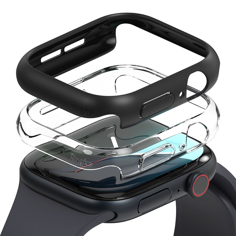 Dėklai "Ringke Slim" (2vnt) juodas/skaidrus laikrodžiui Apple Watch 10 (46 MM)
