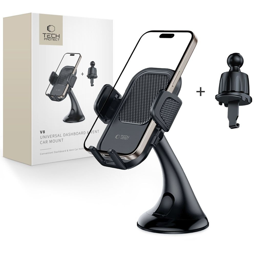 Automobilinis telefono laikiklis Tech-Protect "V8" (Universal Dashboard UNRG & Vent Car Mount)