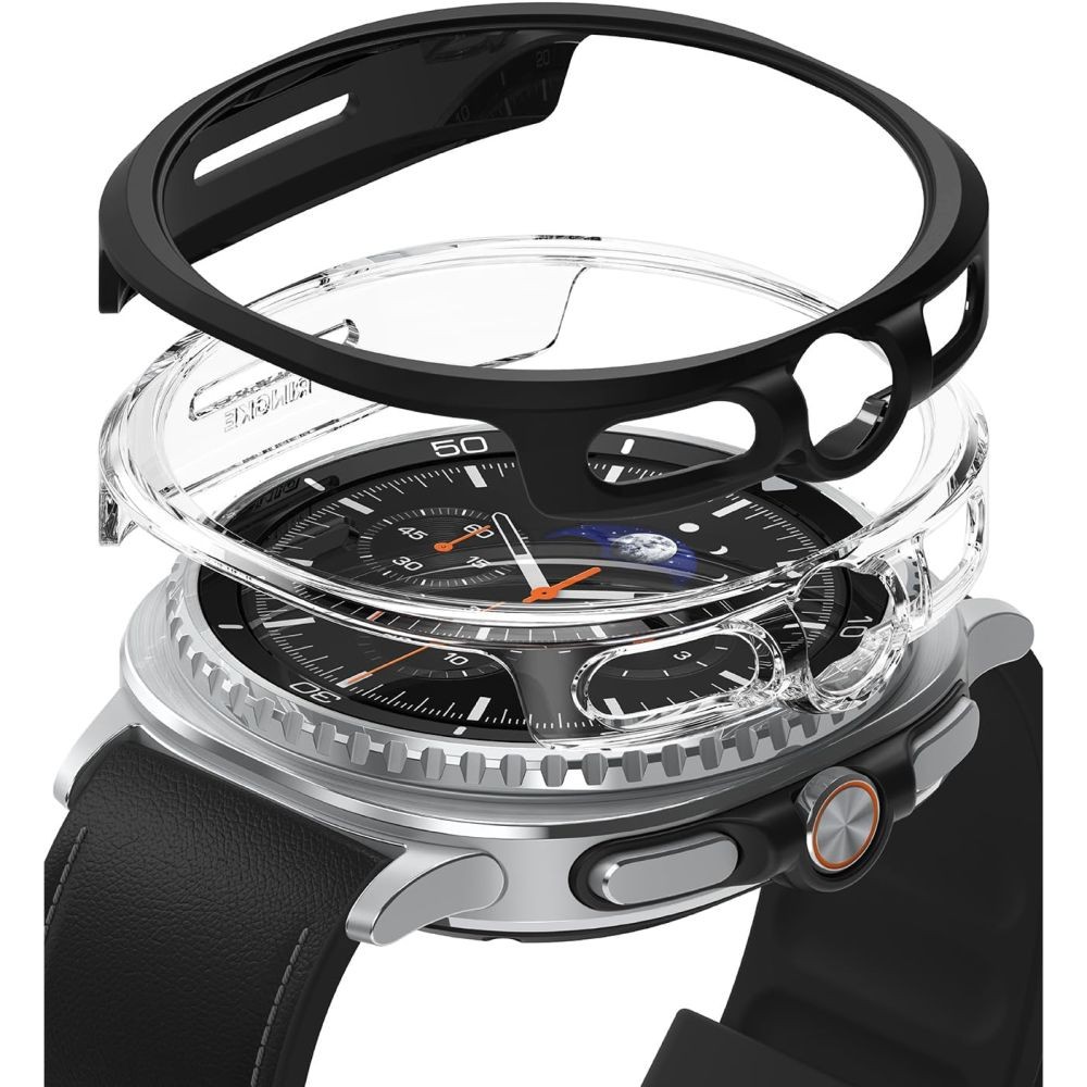 Dėklai "Ringke Slim" (2vnt) juodas/skaidrus laikrodžiui Samsung Galaxy Watch 8 Classic (46 MM) 