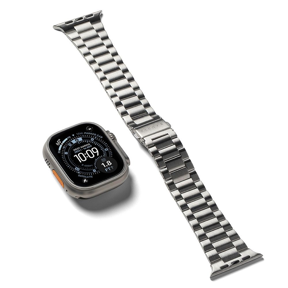 Sidabro spalvos metalinis dirželis "Ringke Metal One Air" laikrodžiui Apple Watch 8 / 9 / 10 / 11 / SE / ULTRA (44 / 45 / 46 / 49 MM)