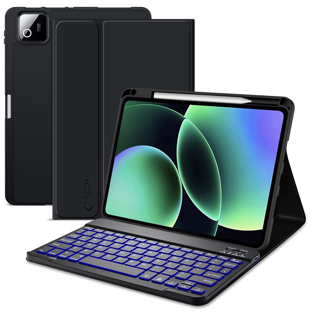 Juodas atverčiamas dėklas su klaviatūra "Tech-Protect SC Pen + Keyboard" skirtas Xiaomi Pad 7 / 7 PRO / 8 / 8 PRO 11.2