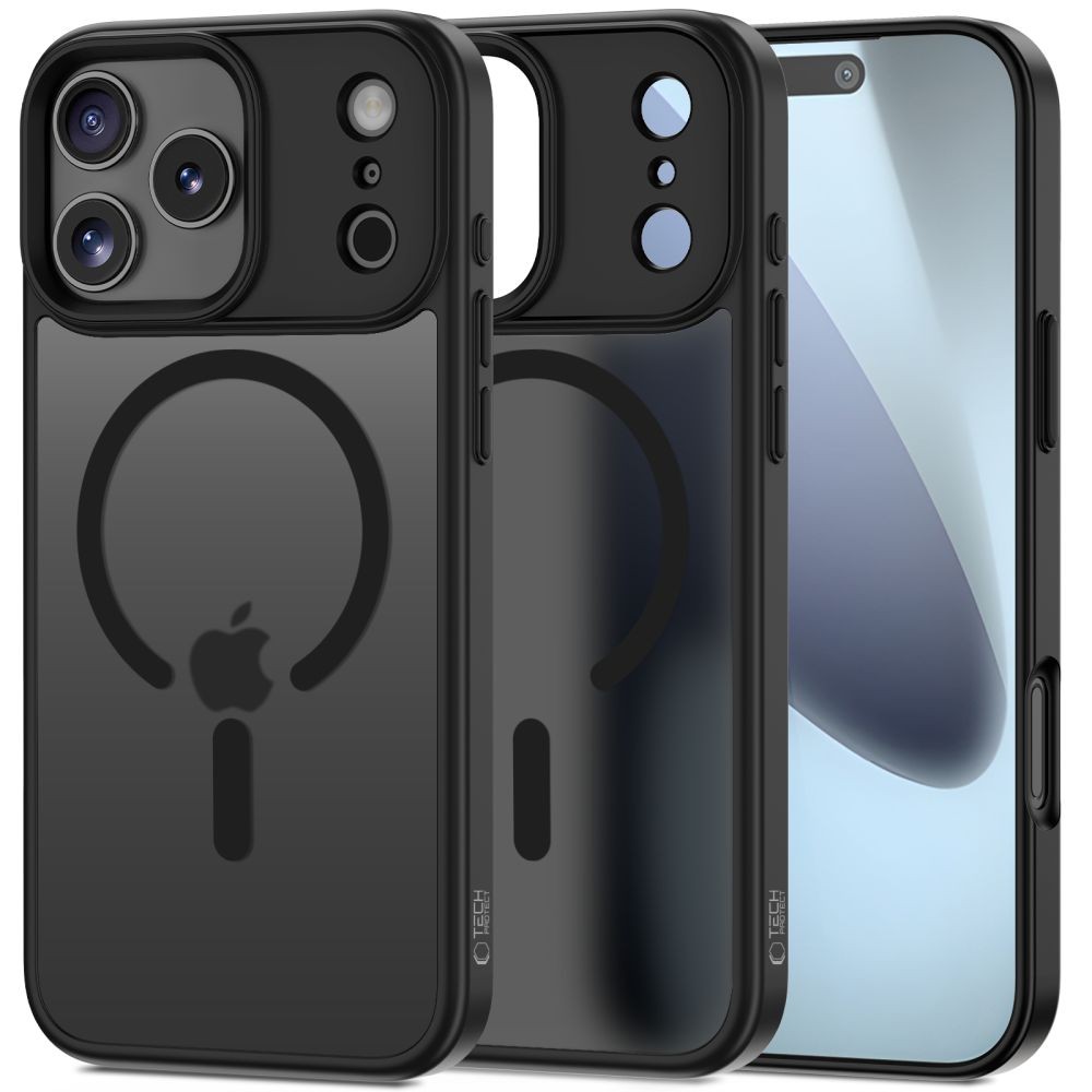 Juodas permatomas/matinis dėklas Tech-Protect Magmat Magsafe telefonui Apple iPhone 17 PRO MAX