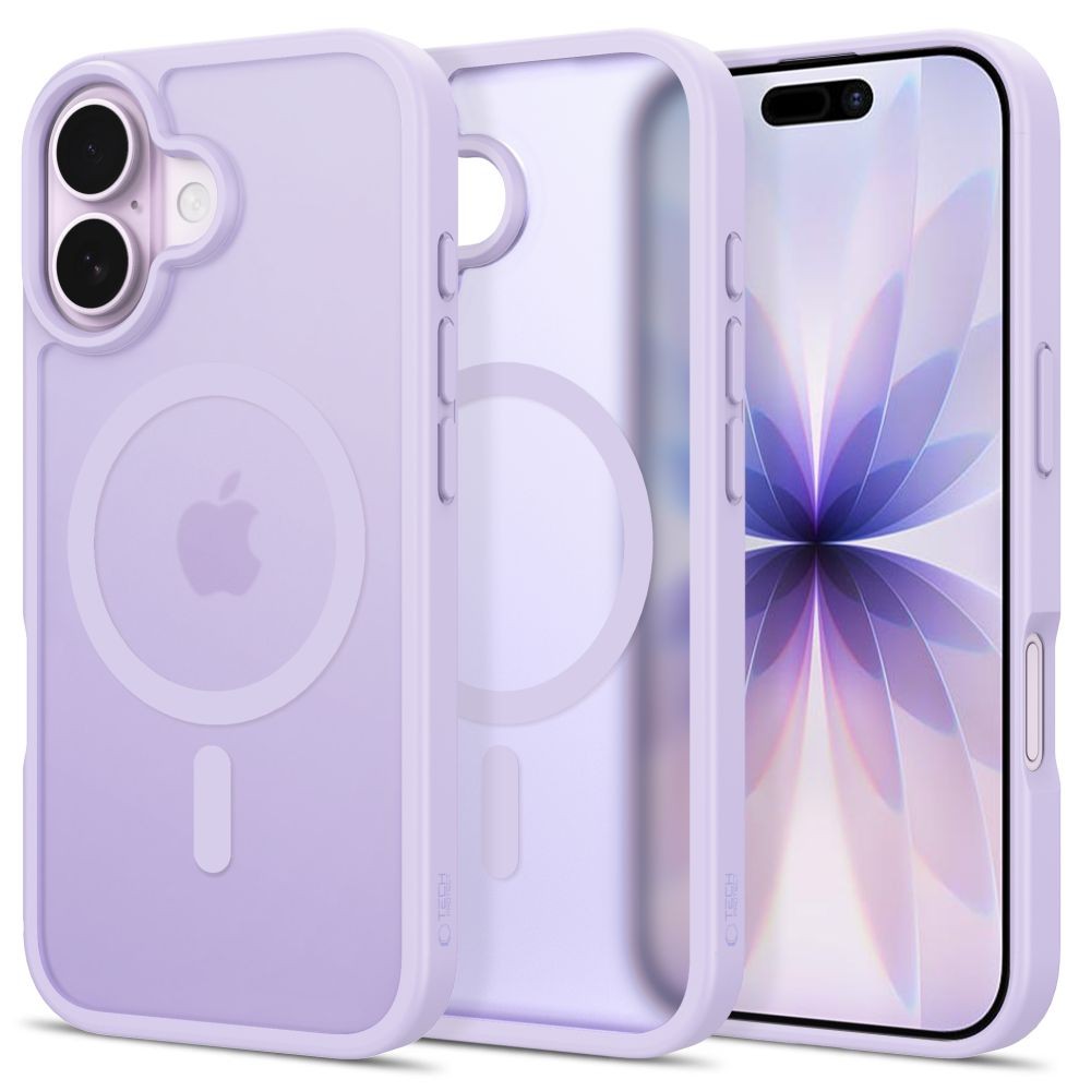 Levandų spalvos matinis dėklas Tech-Protect Basicmag Magsafe telefonui Apple iPhone 17 