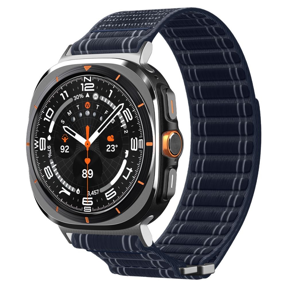 Mėlynas tekstilinis dirželis "Spigen WBF0" laikrodžiui Samsung Galaxy Watch ULTRA 1 / 2 2024-2026 (47 MM)