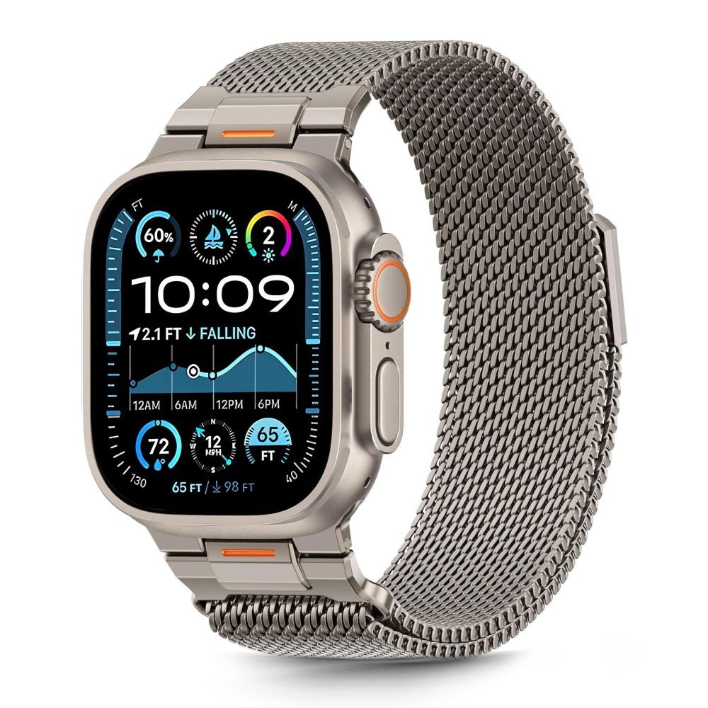 Titano spalvos nerūdijančio plieno apyrankė Tech-Protect Milano Vanguard laikrodžiui Apple Watch 8 / 9 / 10 / 11 / 12 / SE / ULTRA (44 / 45 / 46 / 49 MM)